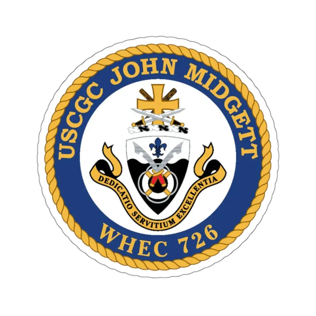 USCGC John Midgett WHEC 726 (U.S. Coast Guard) STICKER Vinyl Kiss-Cut Decal 3 Inch White - The Sticker Space