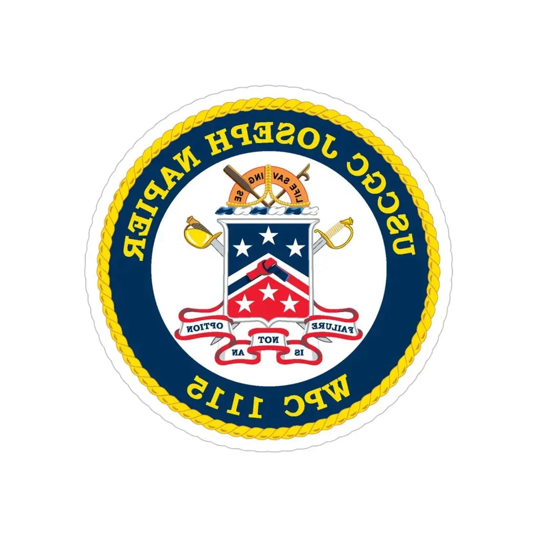 USCGC Joseph Napier WPC 115 (U.S. Coast Guard) REVERSE PRINT Transparent Die-Cut STICKER 5 Inch Die-Cut Transparent - The Sticker Space