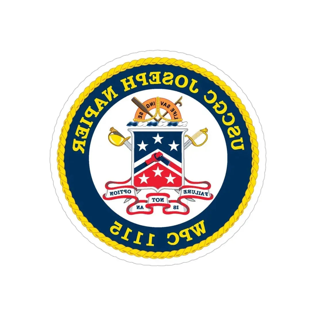 USCGC Joseph Napier WPC 115 (U.S. Coast Guard) REVERSE PRINT Transparent Die-Cut STICKER 6 Inch Die-Cut Transparent - The Sticker Space