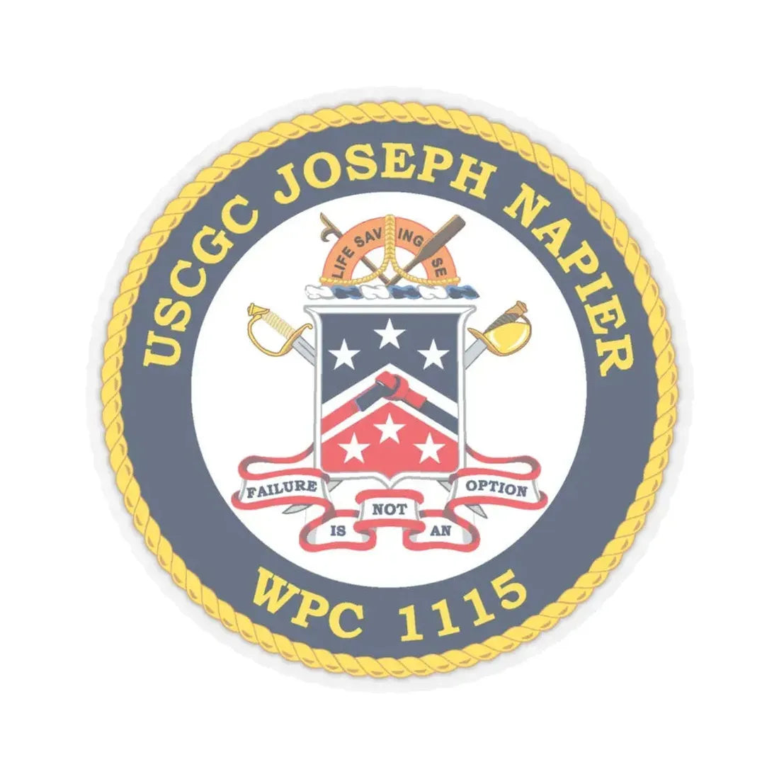USCGC Joseph Napier WPC 115 (U.S. Coast Guard) STICKER Vinyl Kiss-Cut Decal 4 Inch Transparent - The Sticker Space