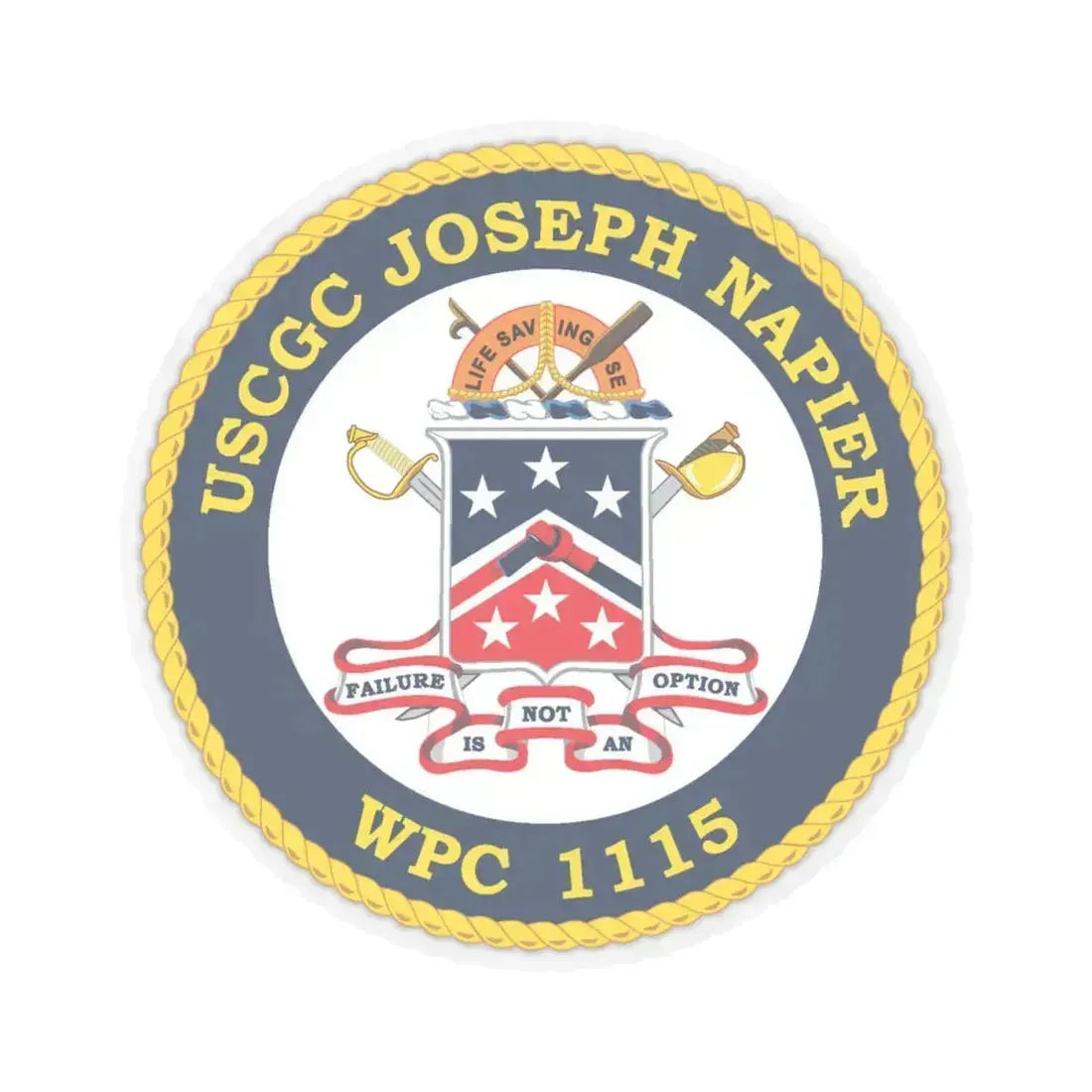 USCGC Joseph Napier WPC 115 (U.S. Coast Guard) STICKER Vinyl Kiss-Cut Decal 4 Inch Transparent - The Sticker Space