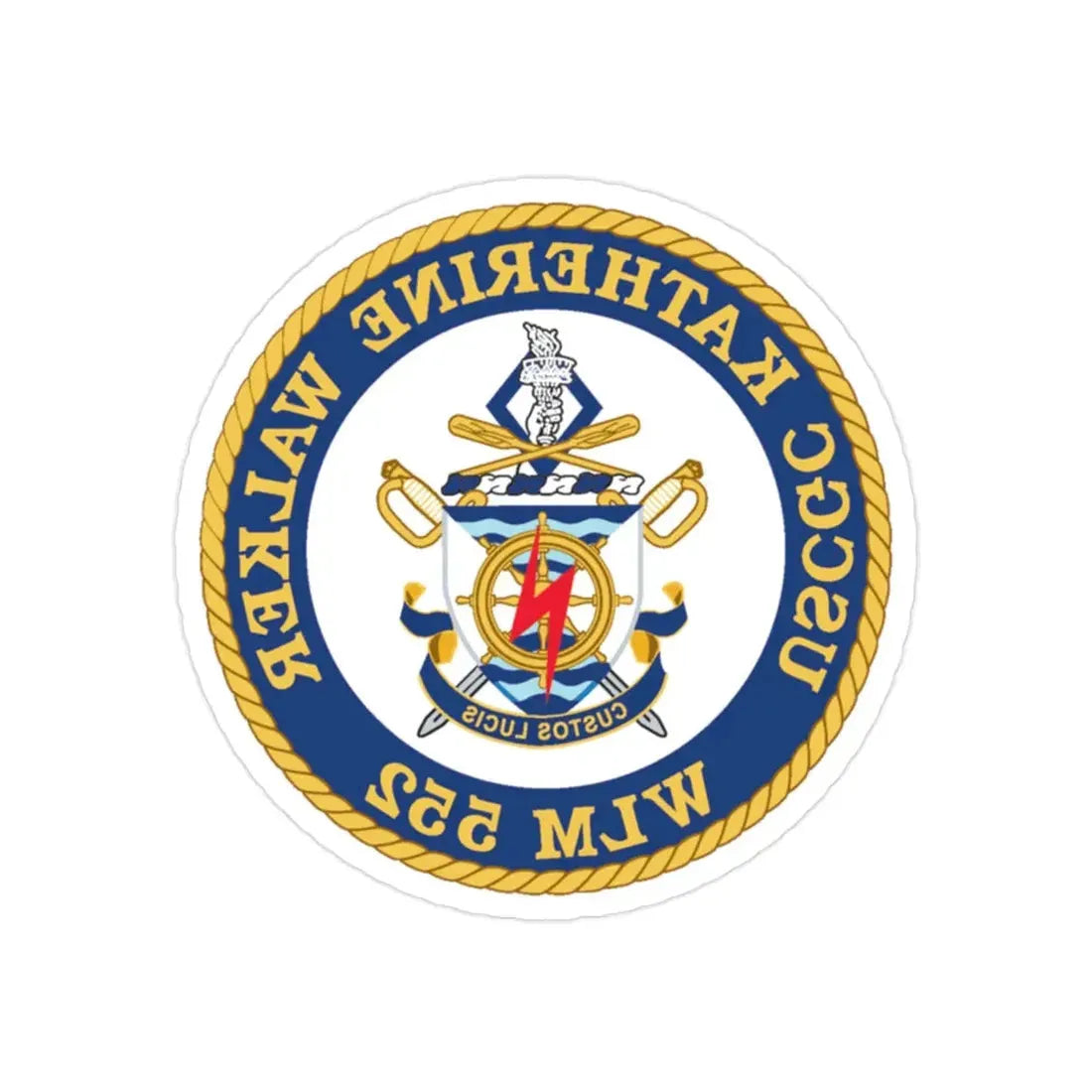 USCGC Kathrine Walker WLM 552 (U.S. Coast Guard) REVERSE PRINT Transparent Die-Cut STICKER 2 Inch Die-Cut Transparent - The Sticker Space