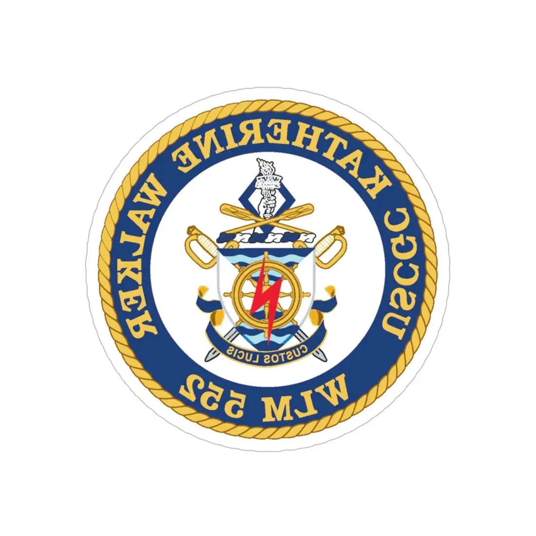 USCGC Kathrine Walker WLM 552 (U.S. Coast Guard) REVERSE PRINT Transparent Die-Cut STICKER 6 Inch Die-Cut Transparent - The Sticker Space