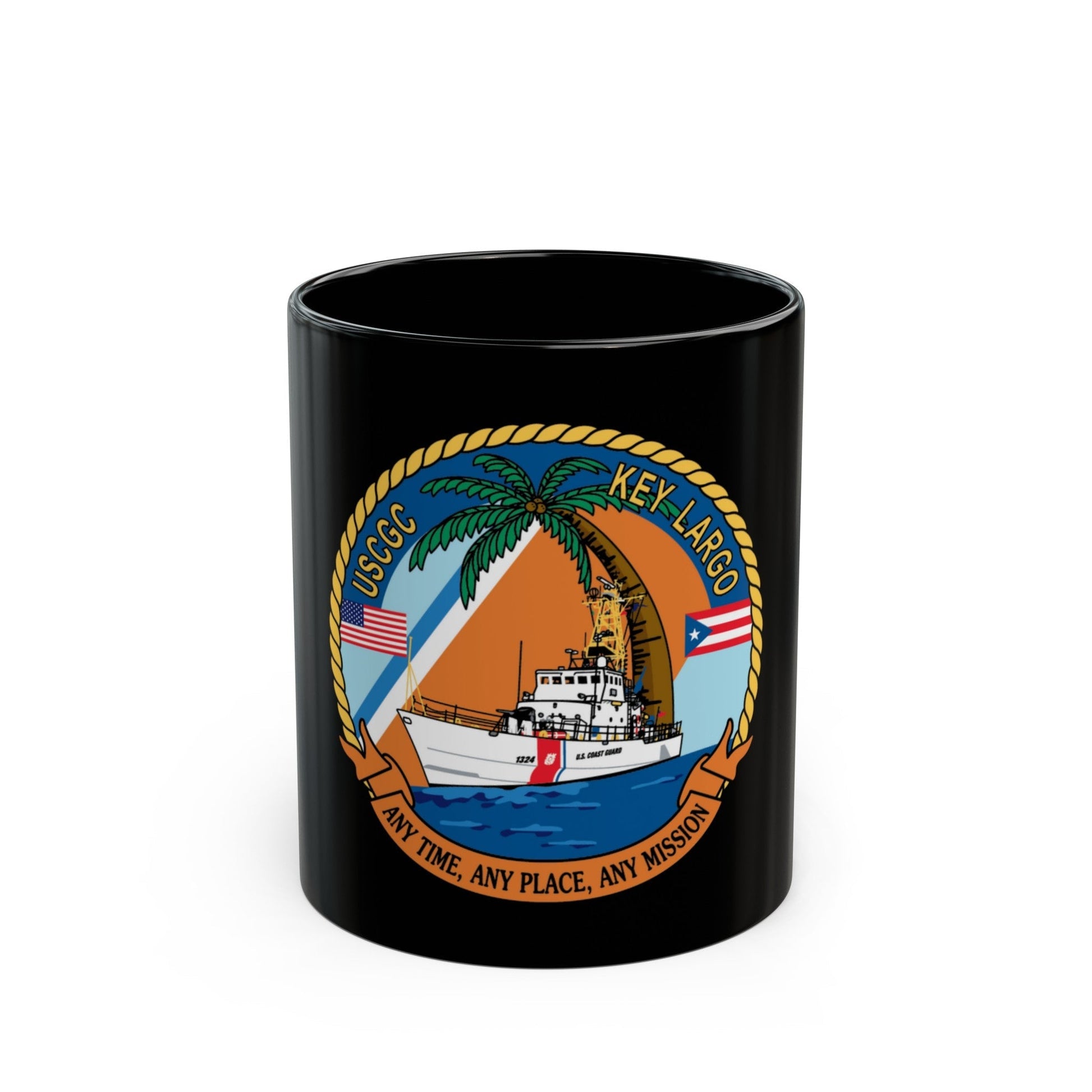 USCGC Key Largo WPB 1324 1 (U.S. Coast Guard) Black Coffee Mug-11oz-The Sticker Space