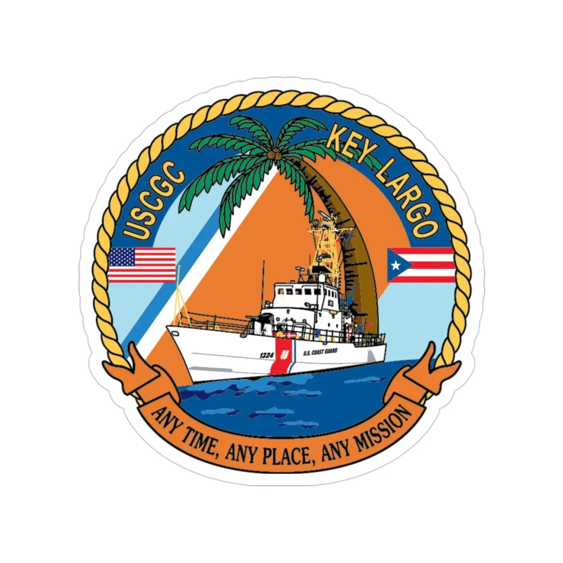USCGC Key Largo WPB 1324 1 (U.S. Coast Guard) Transparent STICKER Die-Cut Vinyl Decal 3 Inch - The Sticker Space