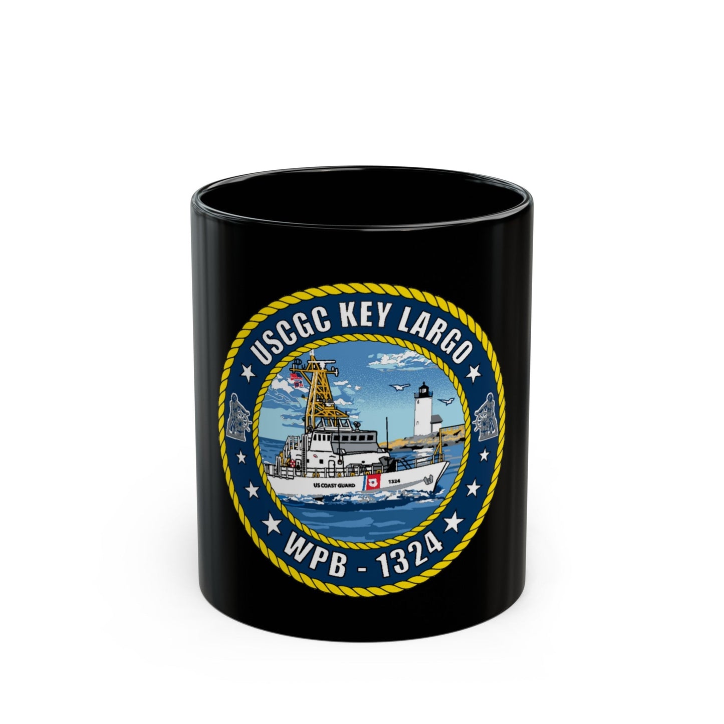 USCGC Key Largo WPB 1324 (U.S. Coast Guard) Black Coffee Mug-11oz-The Sticker Space