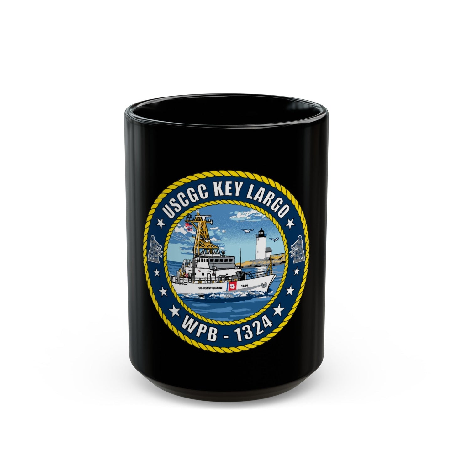 USCGC Key Largo WPB 1324 (U.S. Coast Guard) Black Coffee Mug-15oz-The Sticker Space