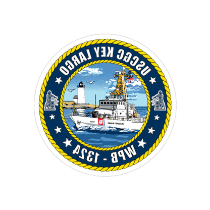 USCGC Key Largo WPB 1324 (U.S. Coast Guard) REVERSE PRINT Transparent STICKER-2" × 2"-The Sticker Space