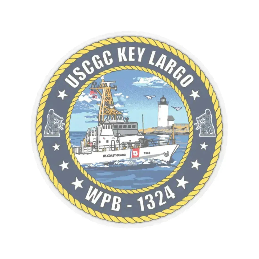 USCGC Key Largo WPB 1324 (U.S. Coast Guard) STICKER Vinyl Kiss-Cut Decal 3 Inch Transparent - The Sticker Space