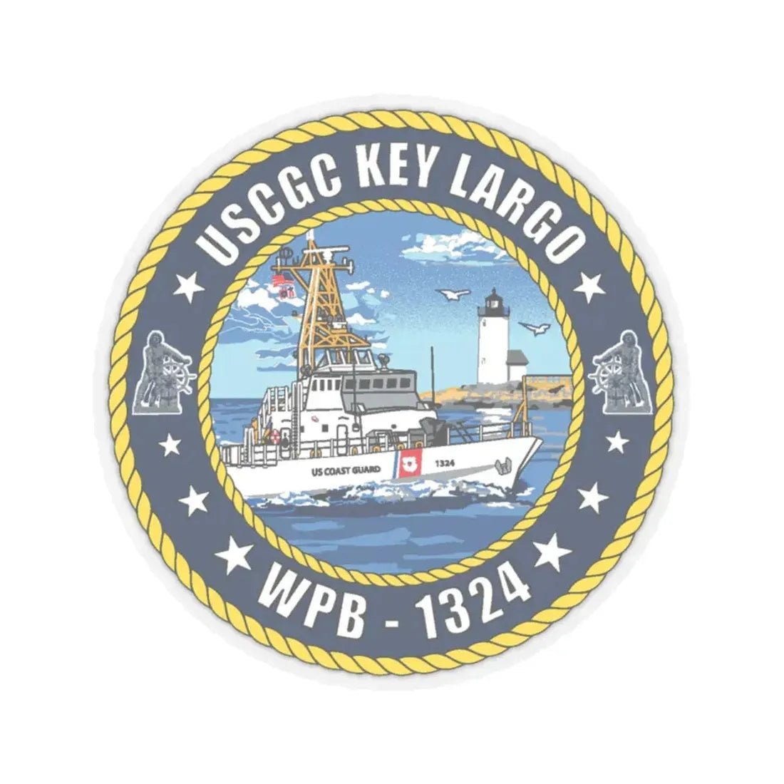 USCGC Key Largo WPB 1324 (U.S. Coast Guard) STICKER Vinyl Kiss-Cut Decal 4 Inch Transparent - The Sticker Space