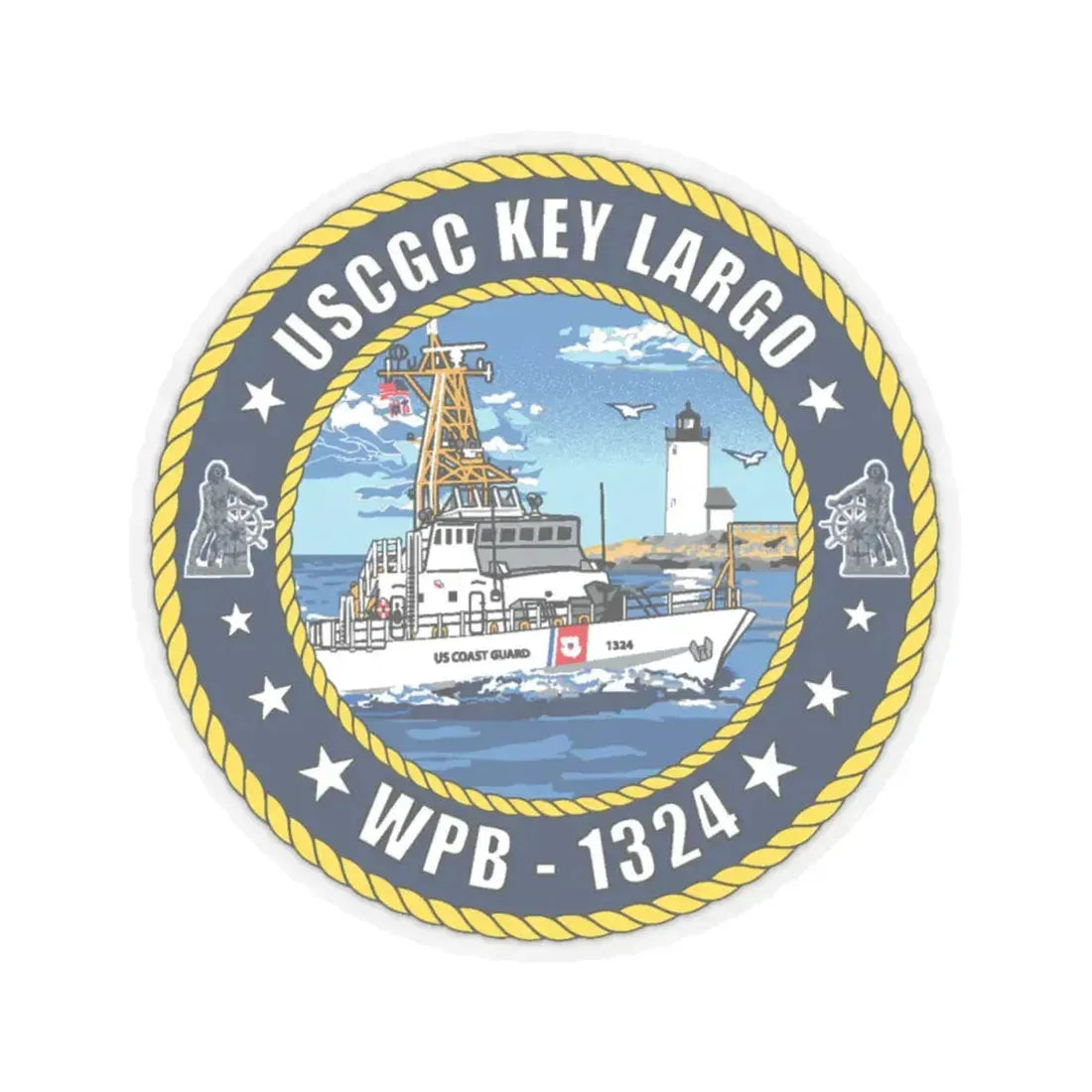 USCGC Key Largo WPB 1324 (U.S. Coast Guard) STICKER Vinyl Kiss-Cut Decal 4 Inch Transparent - The Sticker Space