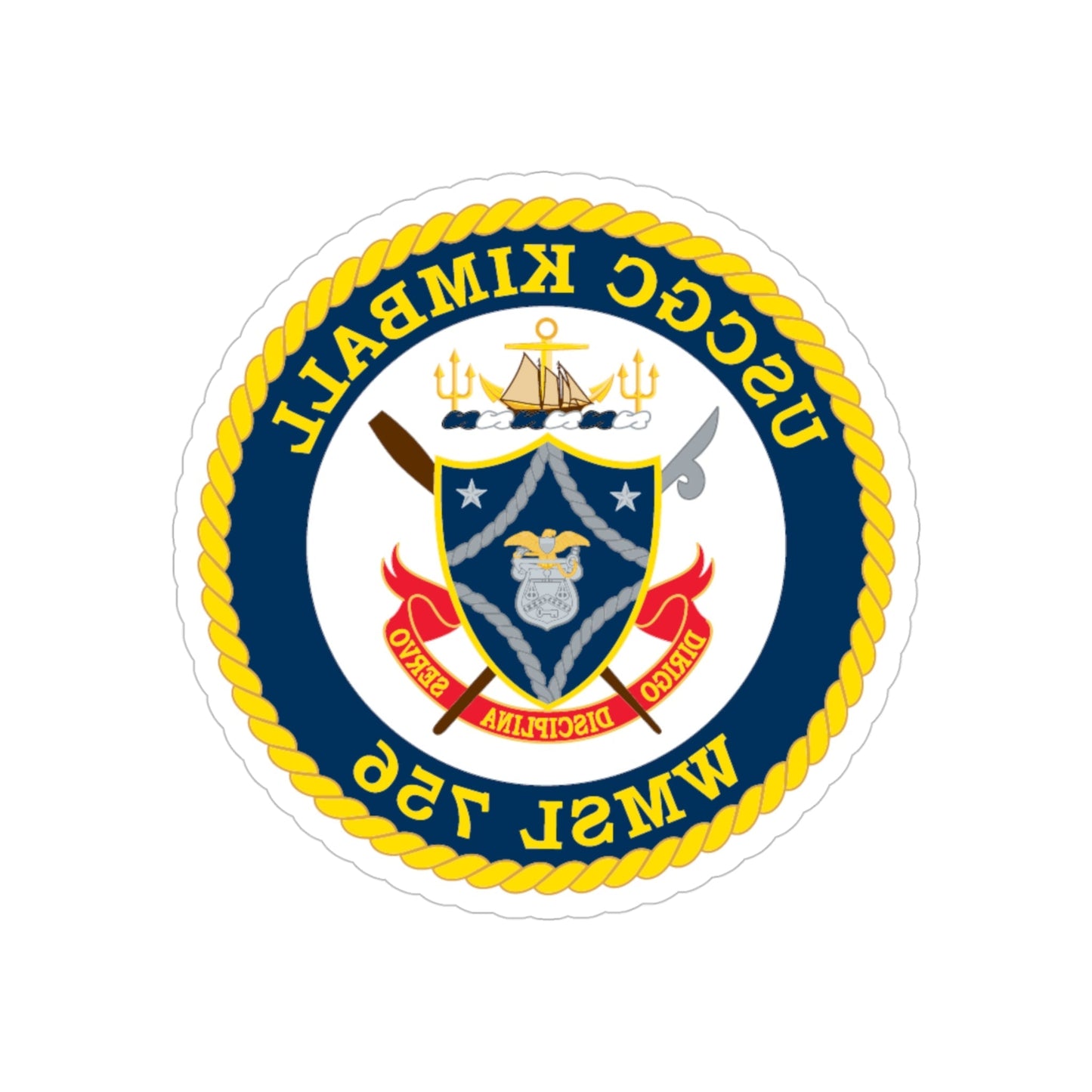 USCGC Kimball WMSL 756 (U.S. Coast Guard) REVERSE PRINT Transparent STICKER-4 Inch-The Sticker Space