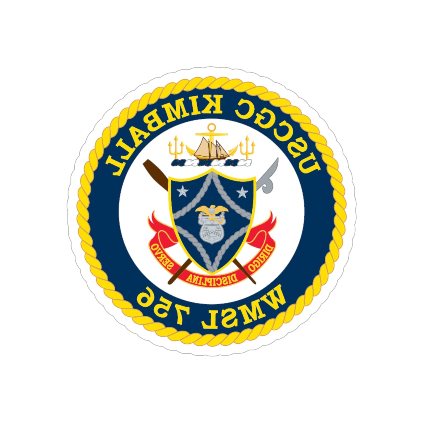 USCGC Kimball WMSL 756 (U.S. Coast Guard) REVERSE PRINT Transparent STICKER-6" × 6"-The Sticker Space