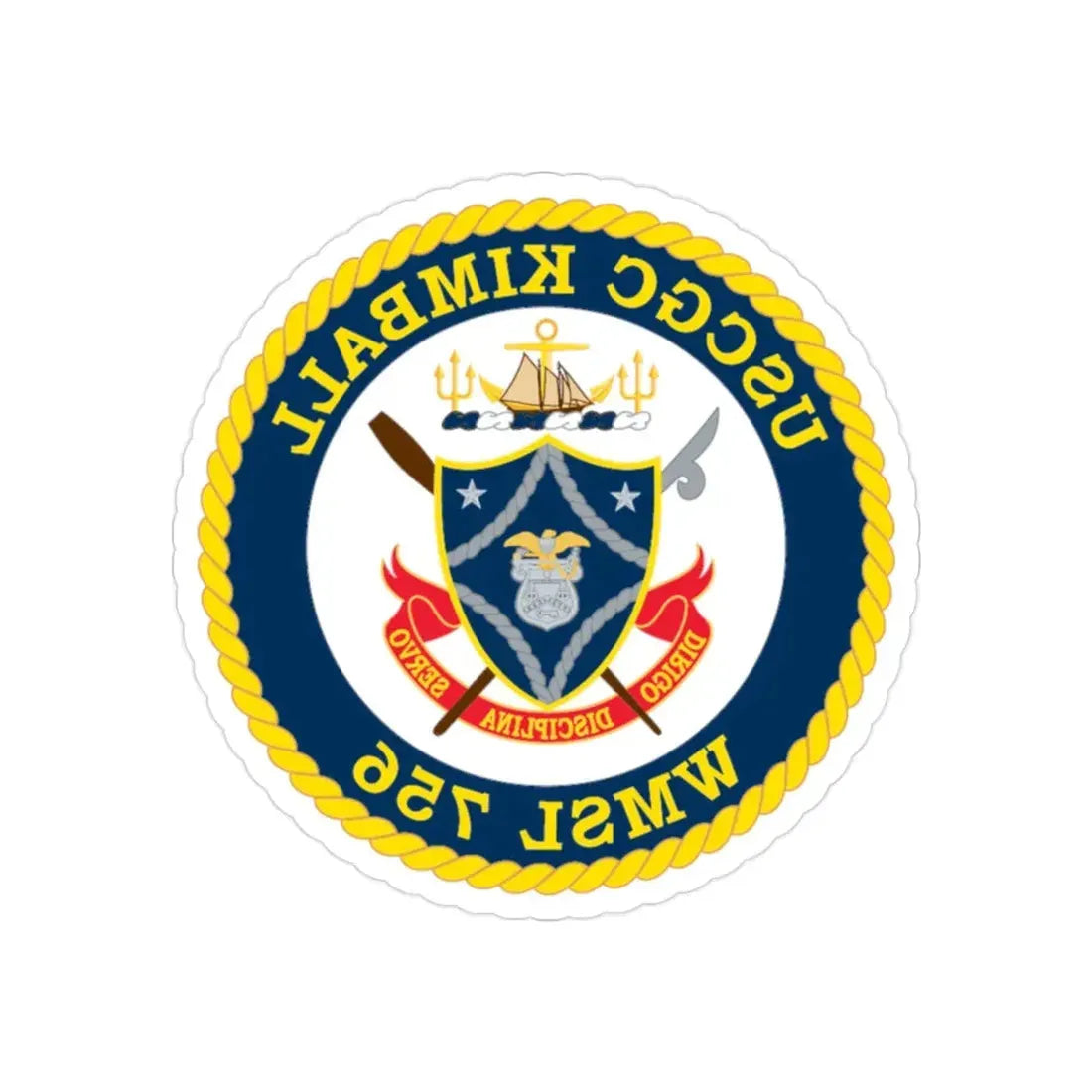 USCGC Kimball WMSL 756 (U.S. Coast Guard) REVERSE PRINT Transparent Die-Cut STICKER 2 Inch Die-Cut Transparent - The Sticker Space