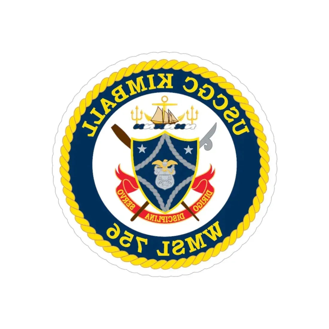 USCGC Kimball WMSL 756 (U.S. Coast Guard) REVERSE PRINT Transparent Die-Cut STICKER 4 Inch Die-Cut Transparent - The Sticker Space