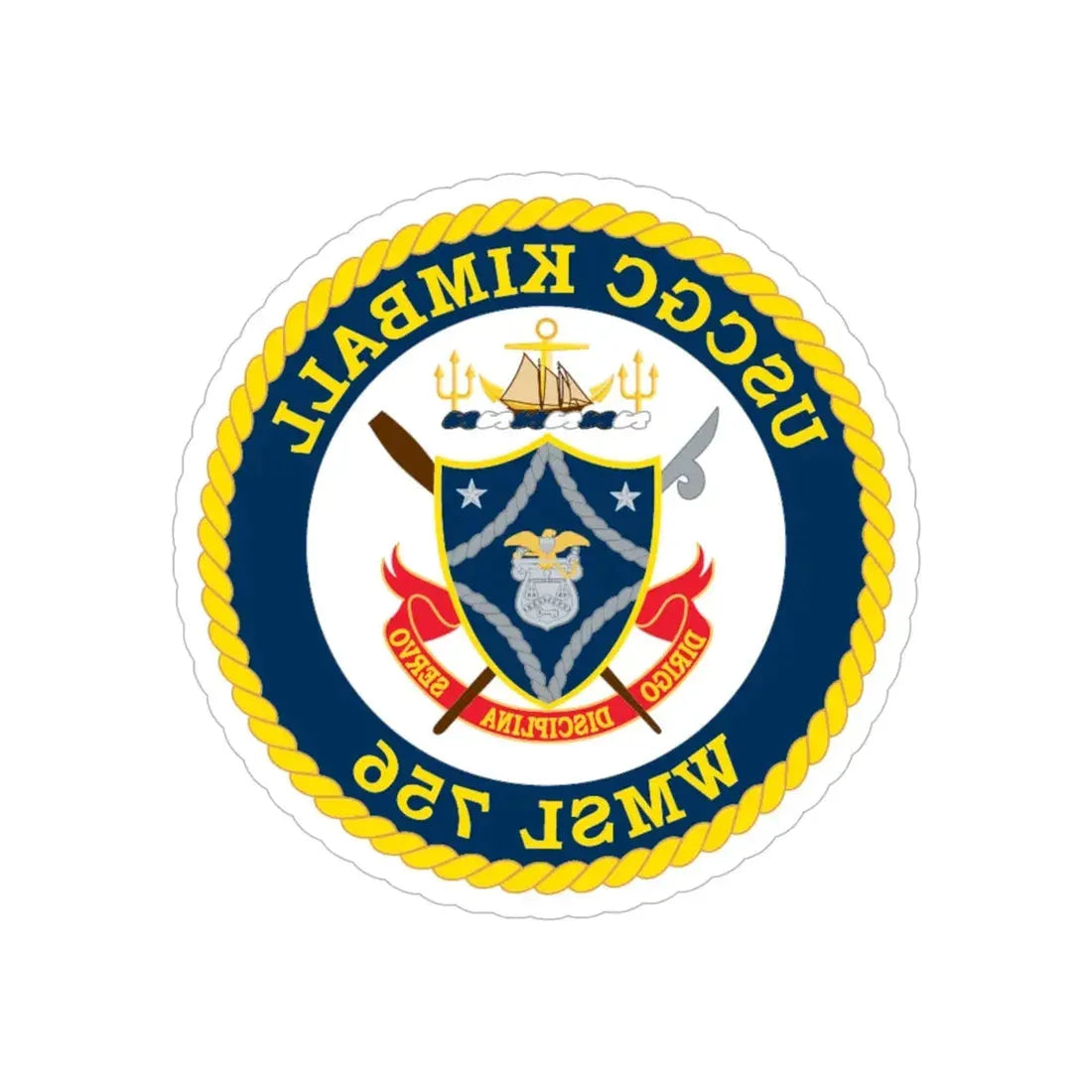 USCGC Kimball WMSL 756 (U.S. Coast Guard) REVERSE PRINT Transparent Die-Cut STICKER 6 Inch Die-Cut Transparent - The Sticker Space