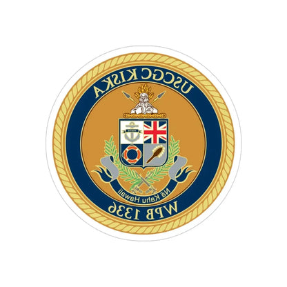 USCGC Kiska WPB 1336 (U.S. Coast Guard) REVERSE PRINT Transparent Die-Cut STICKER 4 Inch Die-Cut Transparent - The Sticker Space