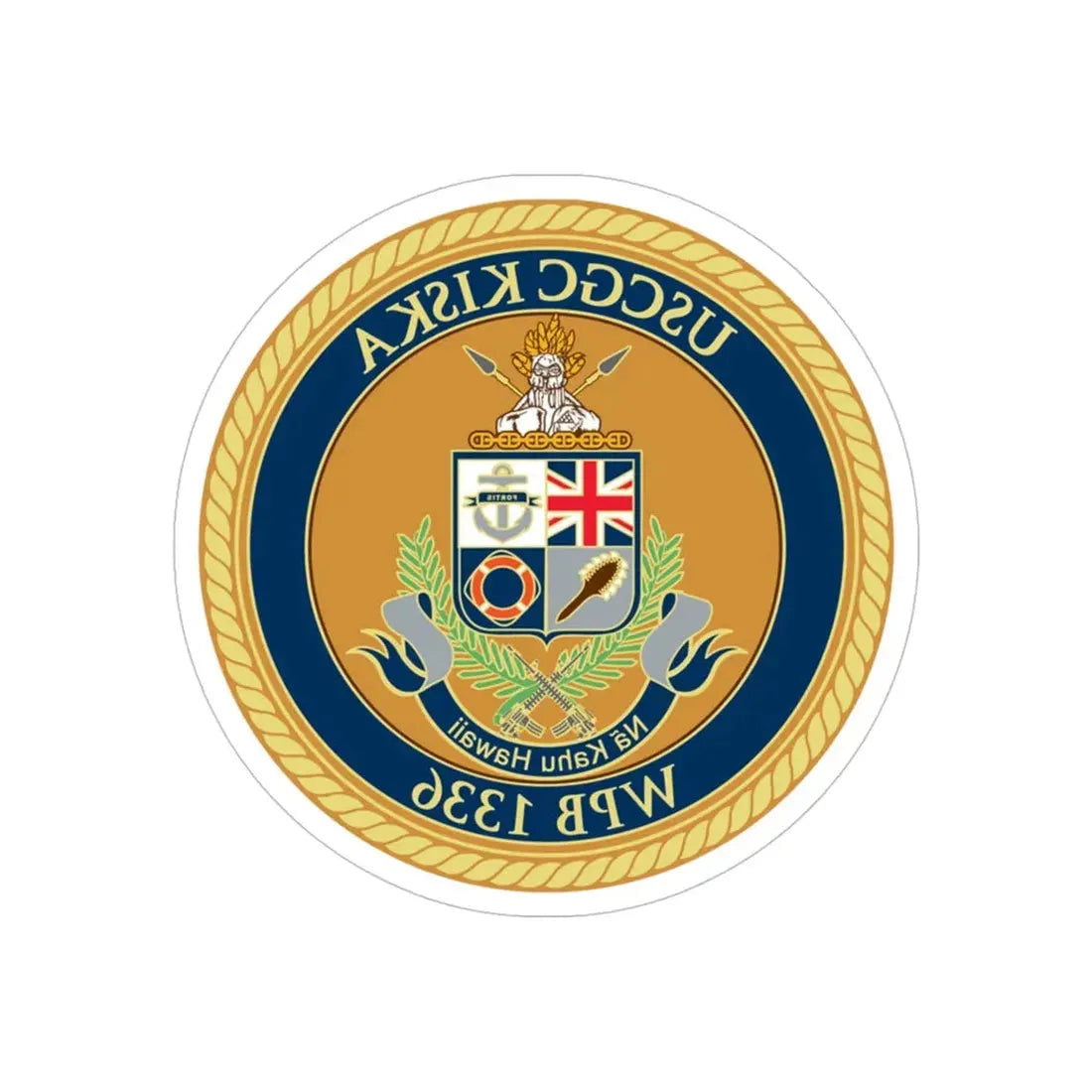 USCGC Kiska WPB 1336 (U.S. Coast Guard) REVERSE PRINT Transparent Die-Cut STICKER 5 Inch Die-Cut Transparent - The Sticker Space