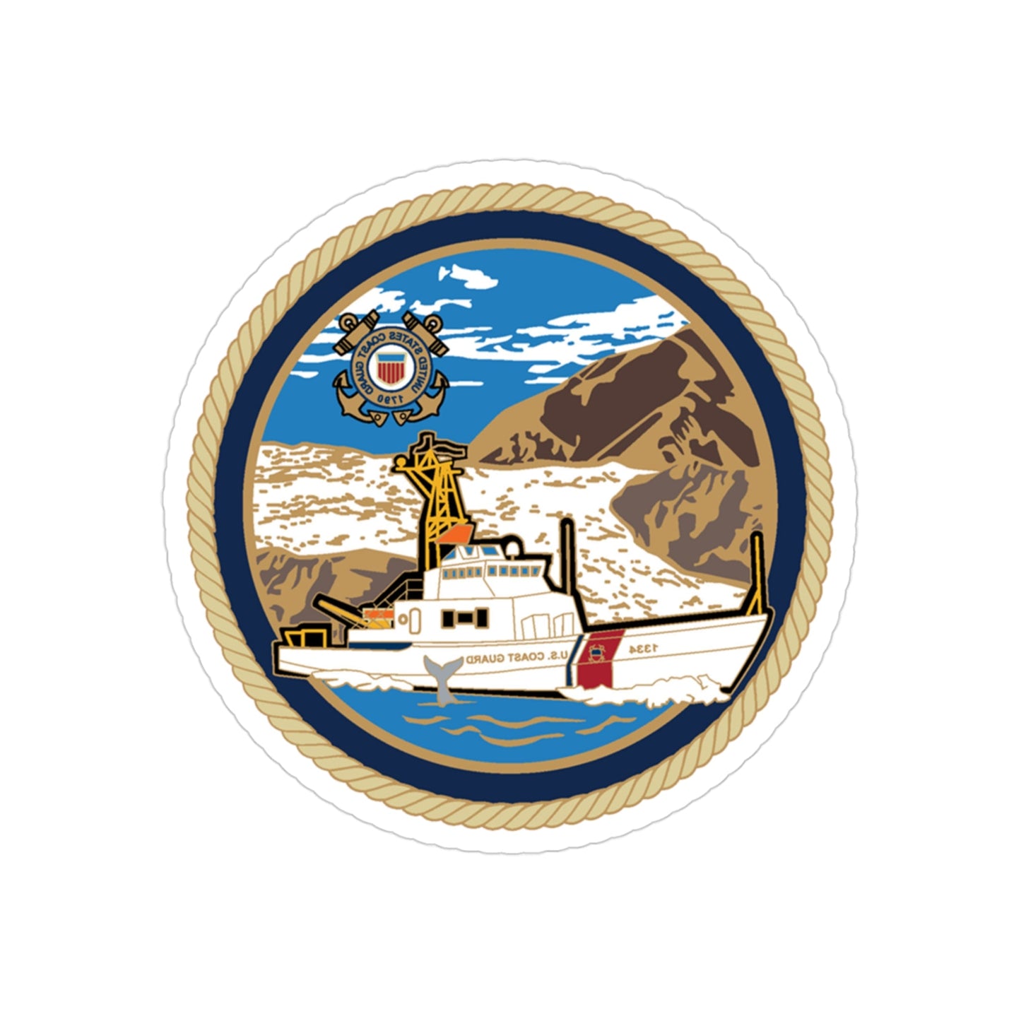 USCGC Liberty Boat (U.S. Coast Guard) REVERSE PRINT Transparent STICKER-3" × 3"-The Sticker Space