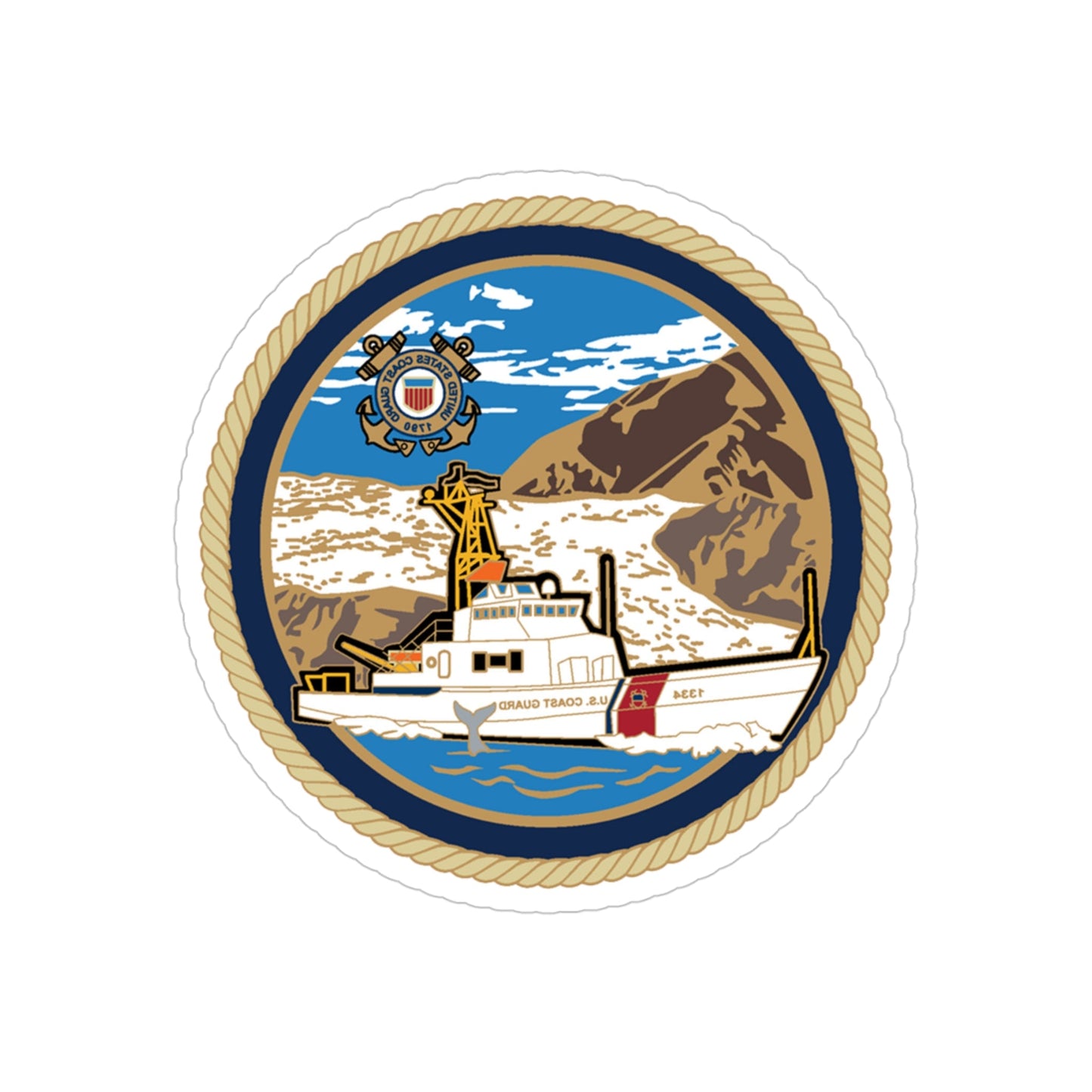 USCGC Liberty Boat (U.S. Coast Guard) REVERSE PRINT Transparent STICKER-4" × 4"-The Sticker Space