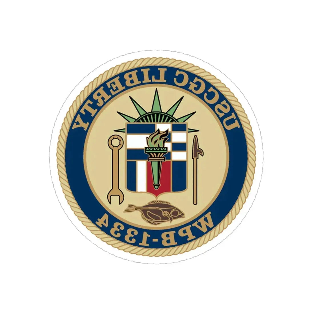 USCGC Liberty WPB 1334 (U.S. Coast Guard) REVERSE PRINT Transparent Die-Cut STICKER 5 Inch Die-Cut Transparent - The Sticker Space