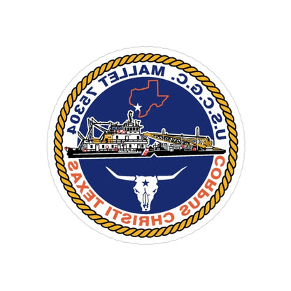 USCGC Mallet 75304 (U.S. Coast Guard) REVERSE PRINT Transparent Die-Cut STICKER 3 Inch Die-Cut Transparent - The Sticker Space