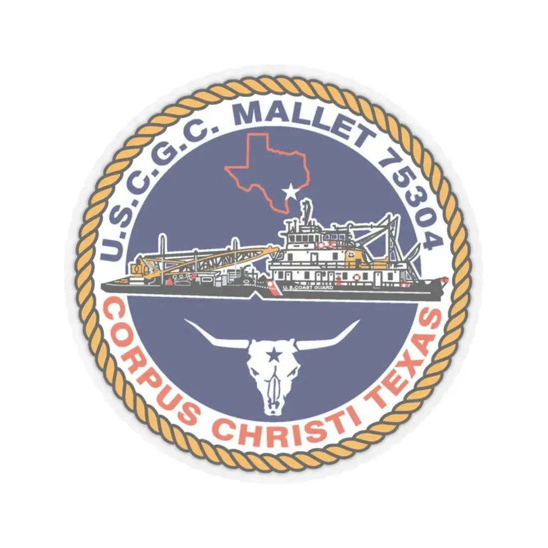 USCGC Mallet 75304 (U.S. Coast Guard) STICKER Vinyl Kiss-Cut Decal 4 Inch Transparent - The Sticker Space