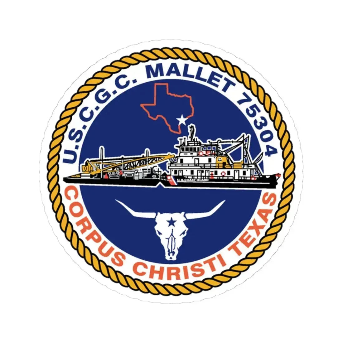 USCGC Mallet 75304 (U.S. Coast Guard) STICKER Vinyl Kiss-Cut Decal 4 Inch White - The Sticker Space