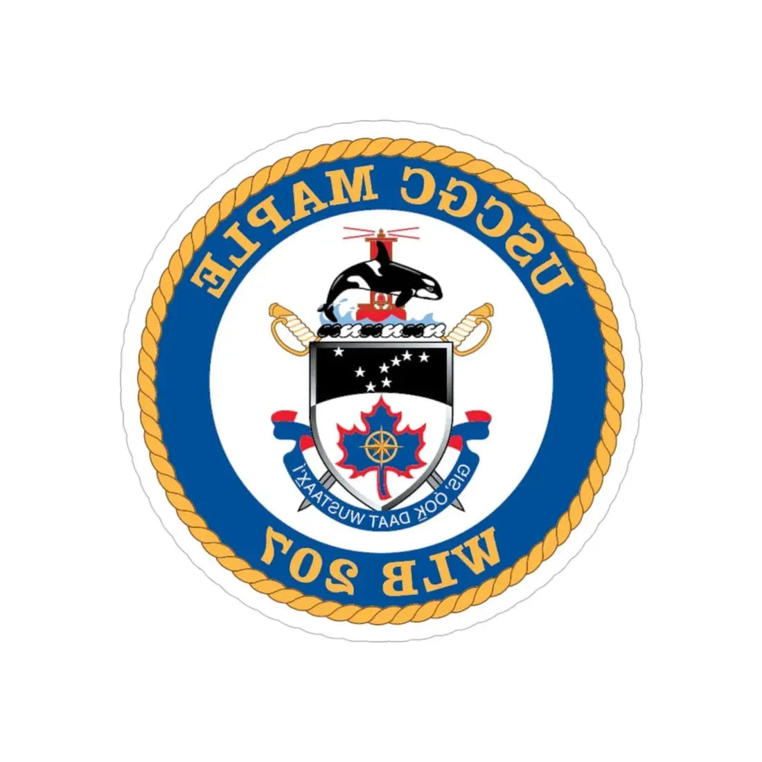 USCGC Maple WLB 207 1 (U.S. Coast Guard) REVERSE PRINT Transparent Die-Cut STICKER 4 Inch Die-Cut Transparent - The Sticker Space