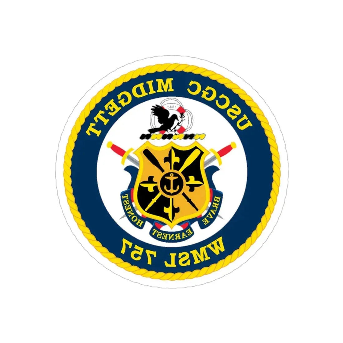 USCGC MIDGETT WMSL 757 (U.S. Coast Guard) REVERSE PRINT Transparent Die-Cut STICKER 4 Inch Die-Cut Transparent - The Sticker Space