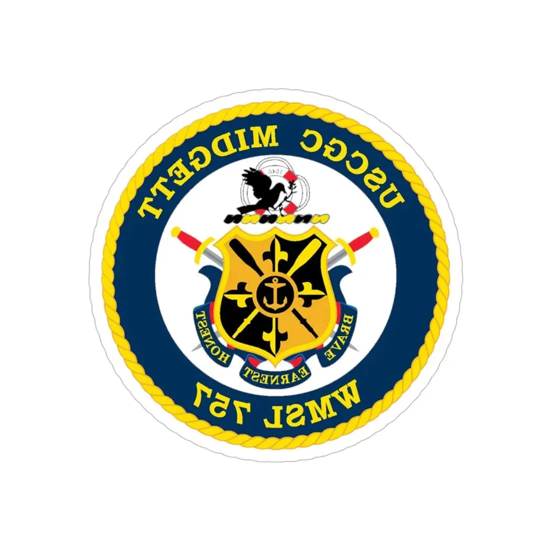 USCGC MIDGETT WMSL 757 (U.S. Coast Guard) REVERSE PRINT Transparent Die-Cut STICKER 5 Inch Die-Cut Transparent - The Sticker Space