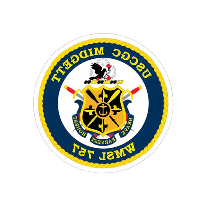 USCGC MIDGETT WMSL 757 (U.S. Coast Guard) REVERSE PRINT Transparent Die-Cut STICKER 5 Inch Die-Cut Transparent - The Sticker Space