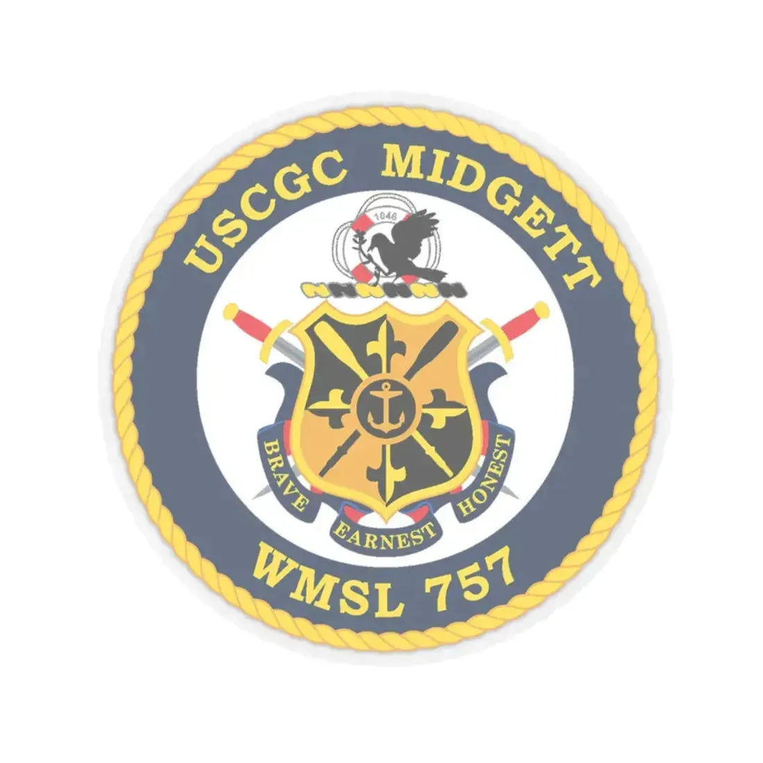 USCGC MIDGETT WMSL 757 (U.S. Coast Guard) STICKER Vinyl Kiss-Cut Decal 4 Inch Transparent - The Sticker Space