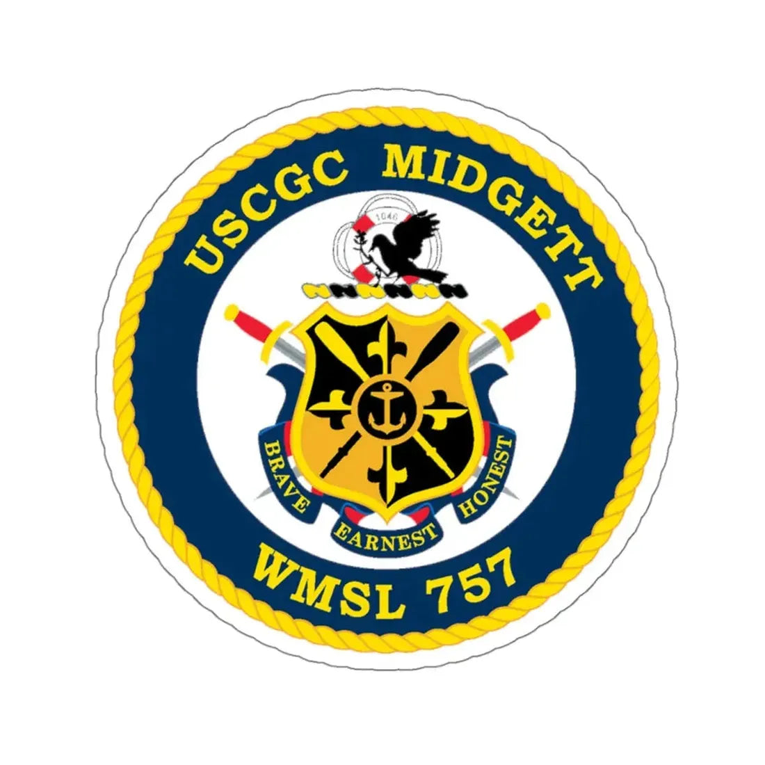 USCGC MIDGETT WMSL 757 (U.S. Coast Guard) STICKER Vinyl Kiss-Cut Decal 4 Inch White - The Sticker Space