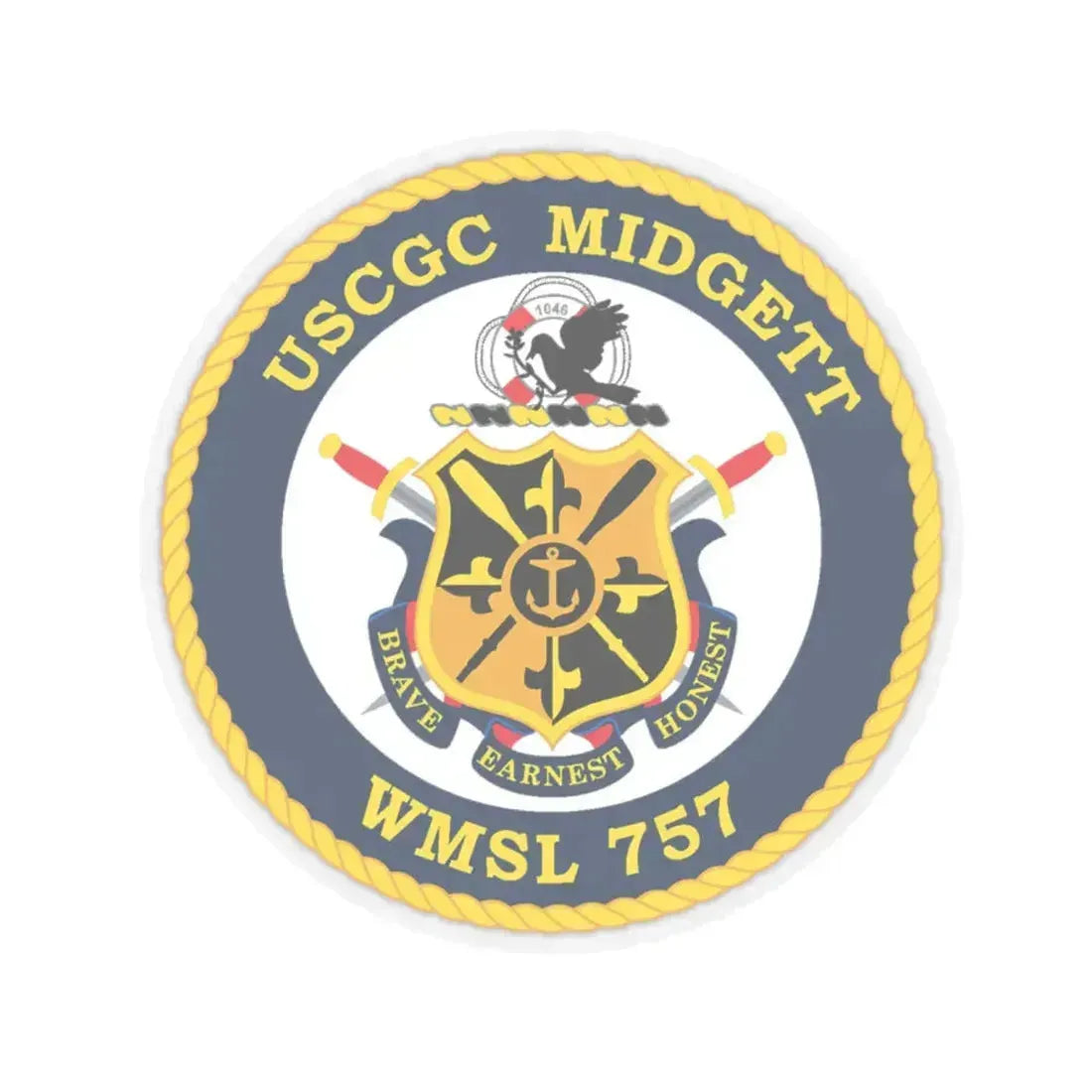 USCGC MIDGETT WMSL 757 (U.S. Coast Guard) STICKER Vinyl Kiss-Cut Decal 6 Inch Transparent - The Sticker Space