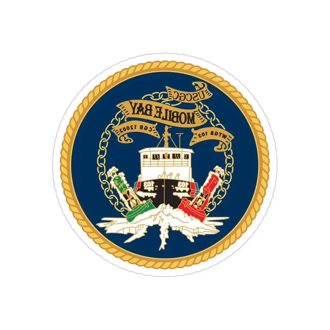 USCGC Mobile Bay WTGB 103 (U.S. Coast Guard) REVERSE PRINT Transparent Die-Cut STICKER 6 Inch Die-Cut Transparent - The Sticker Space
