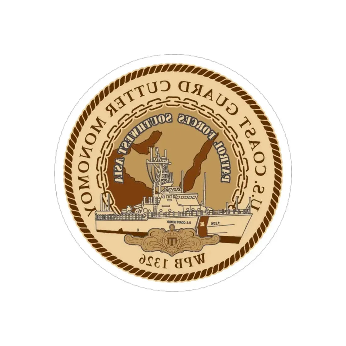 USCGC Monomoy WPB 1326 (U.S. Coast Guard) REVERSE PRINT Transparent Die-Cut STICKER 3 Inch Die-Cut Transparent - The Sticker Space