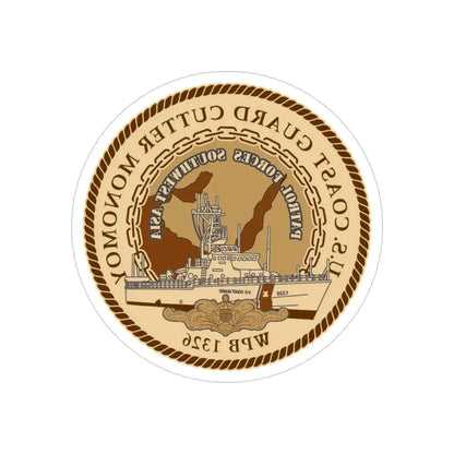 USCGC Monomoy WPB 1326 (U.S. Coast Guard) REVERSE PRINT Transparent Die-Cut STICKER 3 Inch Die-Cut Transparent - The Sticker Space