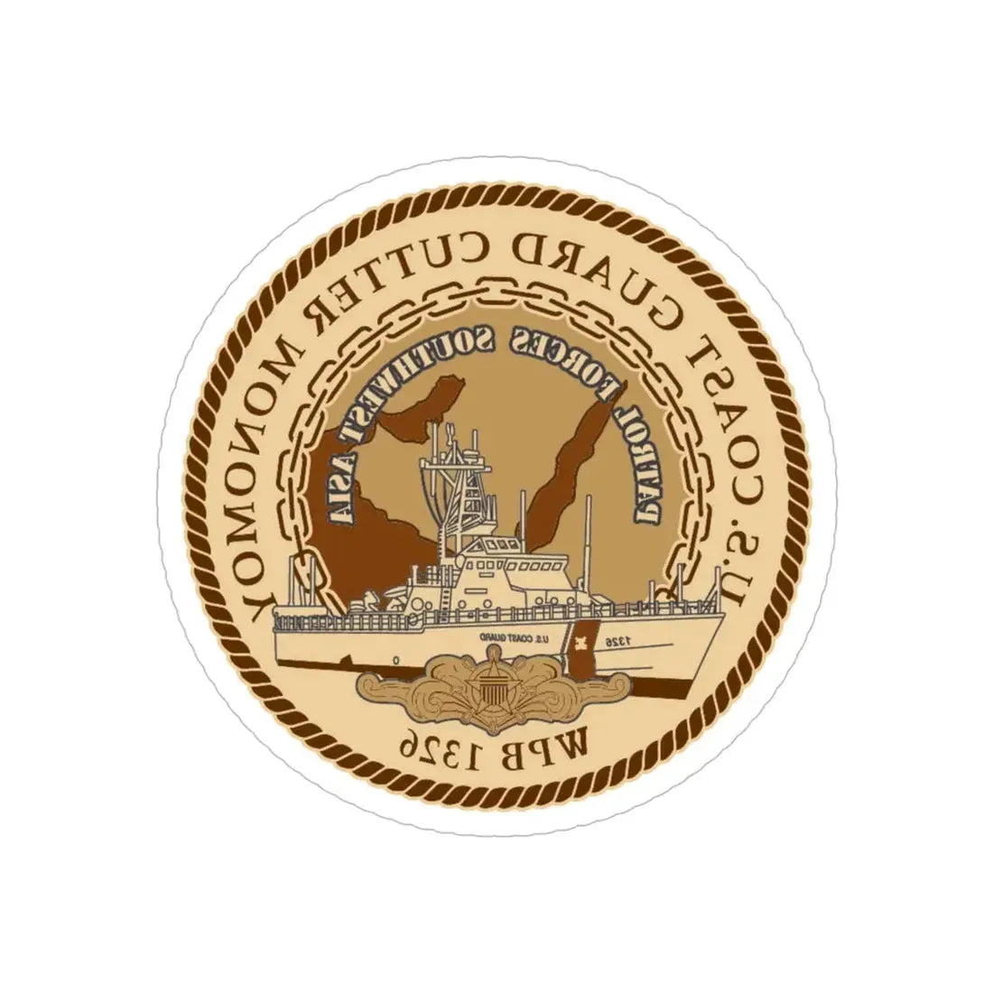 USCGC Monomoy WPB 1326 (U.S. Coast Guard) REVERSE PRINT Transparent Die-Cut STICKER 5 Inch Die-Cut Transparent - The Sticker Space
