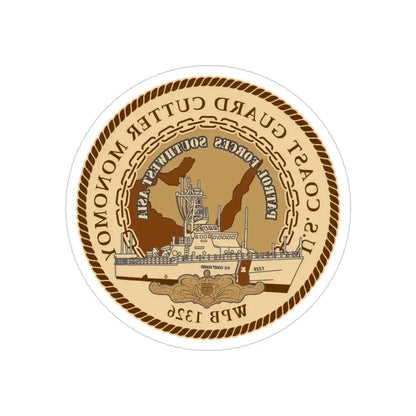 USCGC Monomoy WPB 1326 (U.S. Coast Guard) REVERSE PRINT Transparent Die-Cut STICKER 5 Inch Die-Cut Transparent - The Sticker Space
