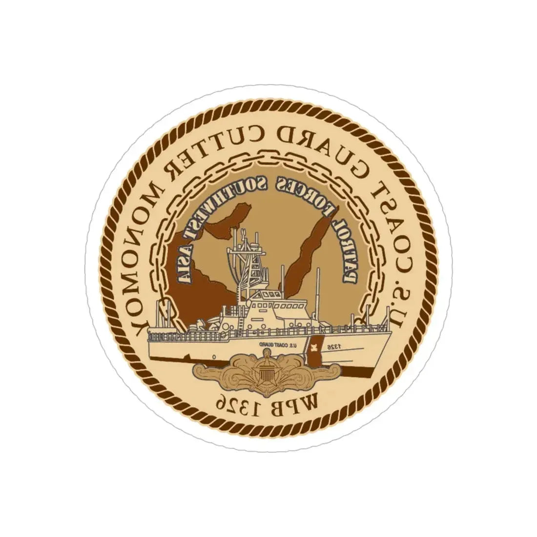 USCGC Monomoy WPB 1326 (U.S. Coast Guard) REVERSE PRINT Transparent Die-Cut STICKER 6 Inch Die-Cut Transparent - The Sticker Space