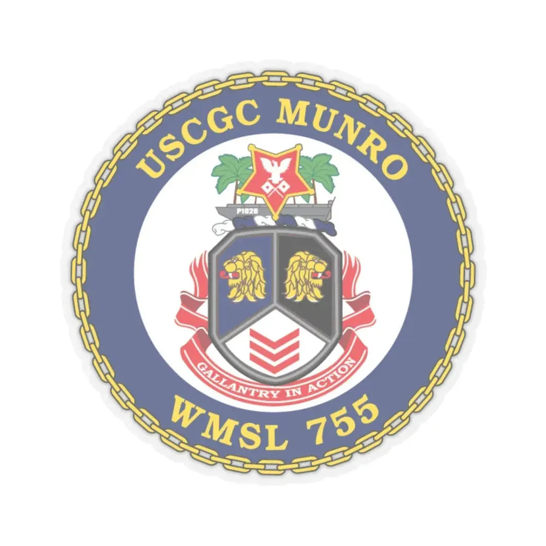 USCGC Munro WMSL   755 (U.S. Coast Guard) STICKER Vinyl Kiss-Cut Decal 3 Inch Transparent - The Sticker Space