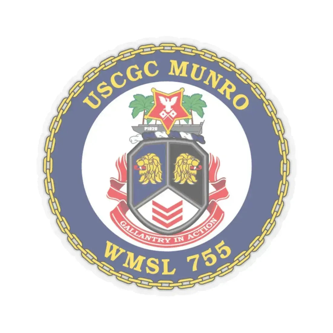 USCGC Munro WMSL   755 (U.S. Coast Guard) STICKER Vinyl Kiss-Cut Decal 3 Inch Transparent - The Sticker Space