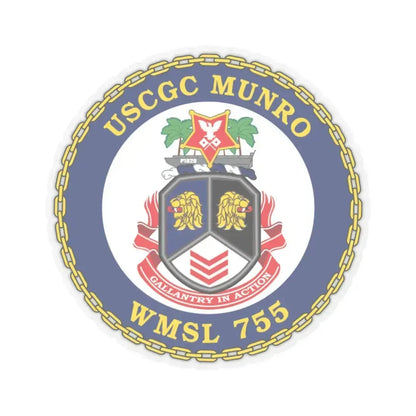 USCGC Munro WMSL   755 (U.S. Coast Guard) STICKER Vinyl Kiss-Cut Decal 6 Inch Transparent - The Sticker Space