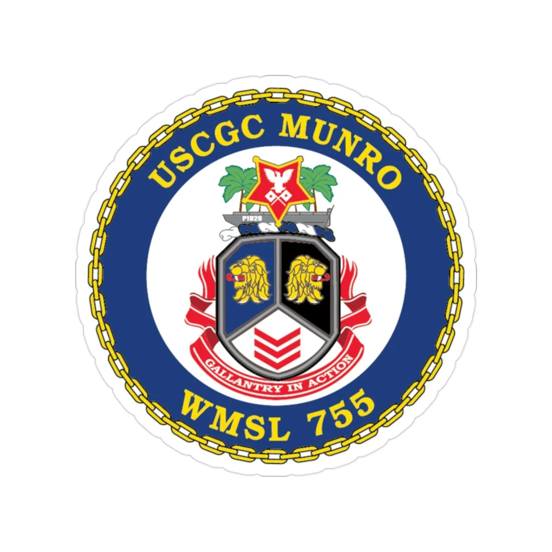 USCGC Munro WMSL 755 (U.S. Coast Guard) Transparent STICKER Die-Cut Vinyl Decal 2 Inch - The Sticker Space