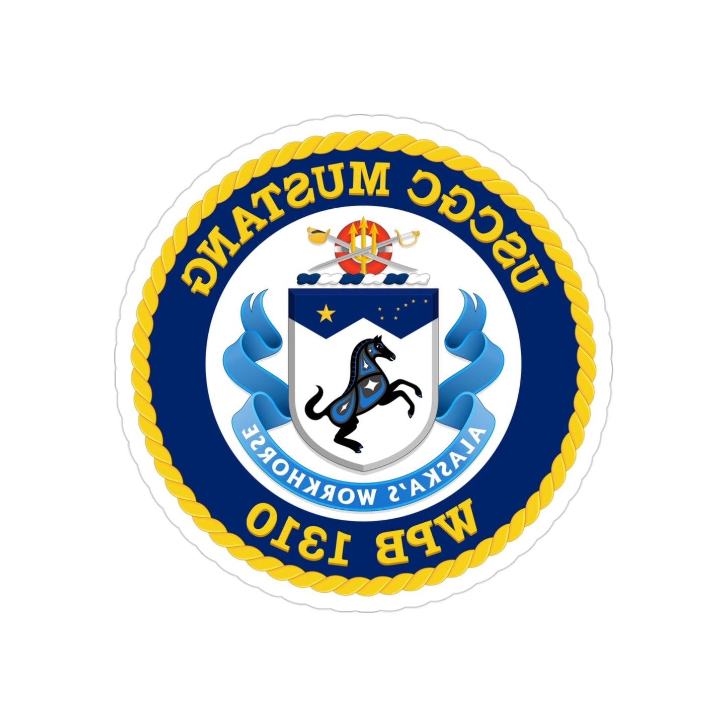 USCGC Mustang WPB 1310 (U.S. Coast Guard) REVERSE PRINT Transparent STICKER-3 Inch-The Sticker Space