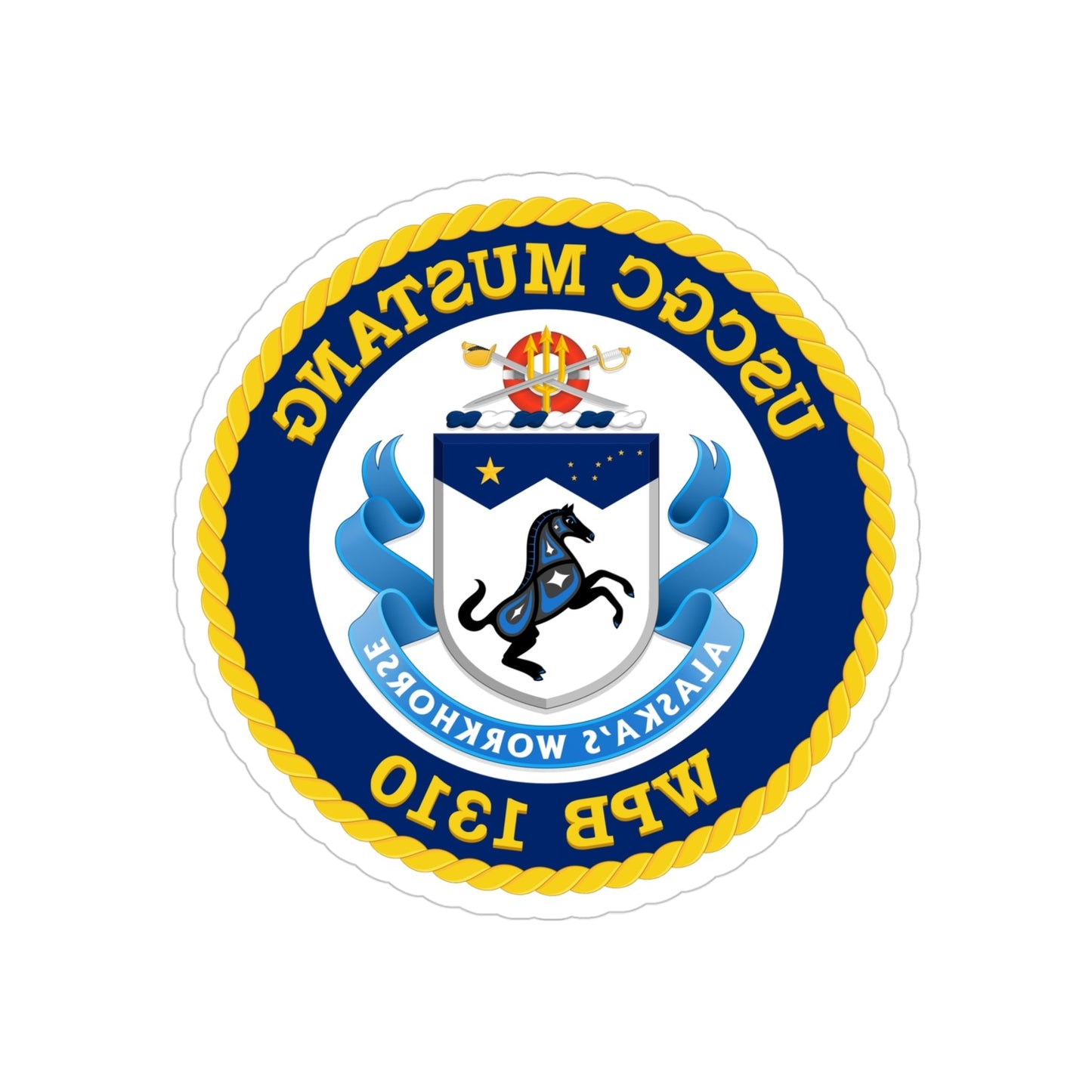 USCGC Mustang WPB 1310 (U.S. Coast Guard) REVERSE PRINT Transparent STICKER-4 Inch-The Sticker Space