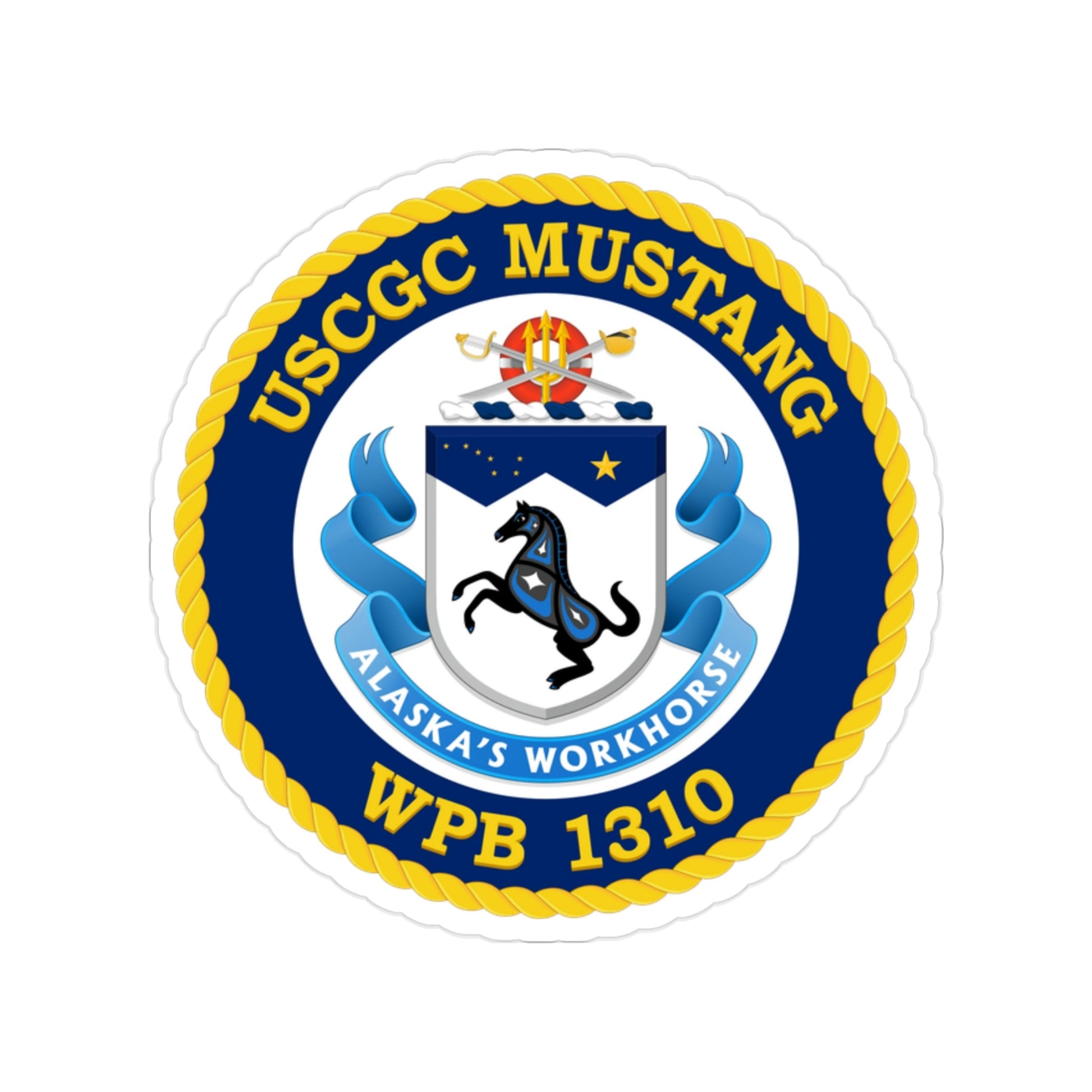 USCGC Mustang WPB 1310 (U.S. Coast Guard) Transparent STICKER Die-Cut Vinyl Decal-2 Inch-The Sticker Space