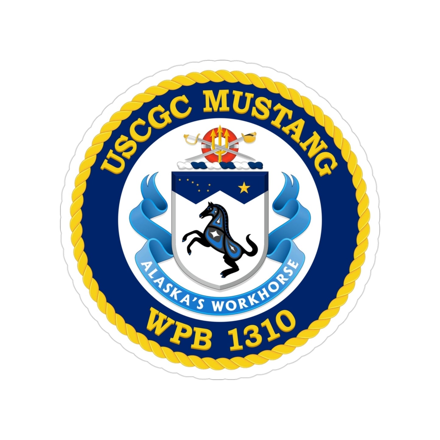 USCGC Mustang WPB 1310 (U.S. Coast Guard) Transparent STICKER Die-Cut Vinyl Decal-3 Inch-The Sticker Space