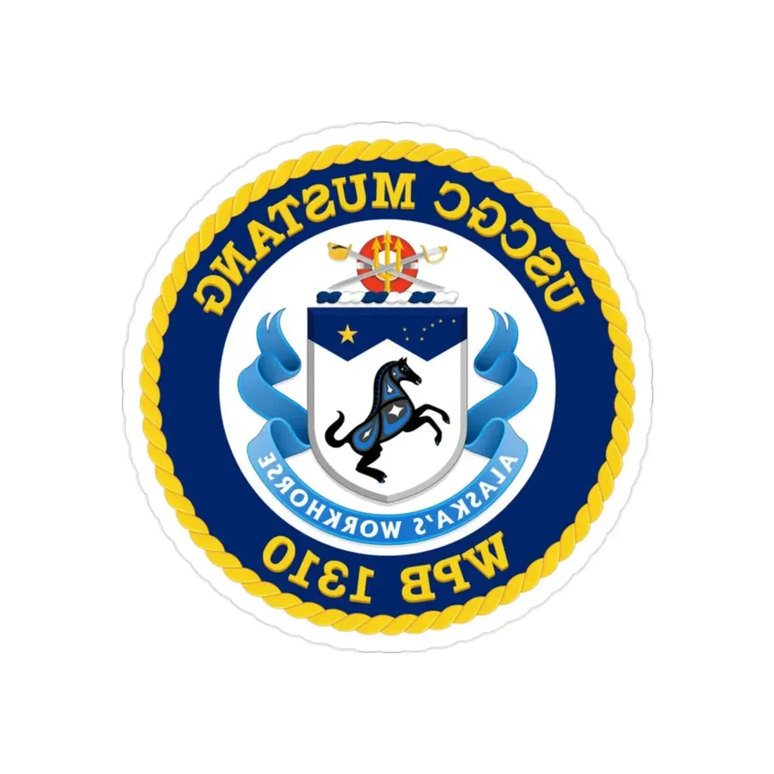 USCGC Mustang WPB 1310 (U.S. Coast Guard) REVERSE PRINT Transparent Die-Cut STICKER 2 Inch Die-Cut Transparent - The Sticker Space
